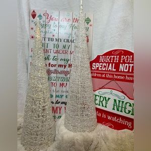 White Trees Holiday Christmas, Display, Mantle or Table Pair